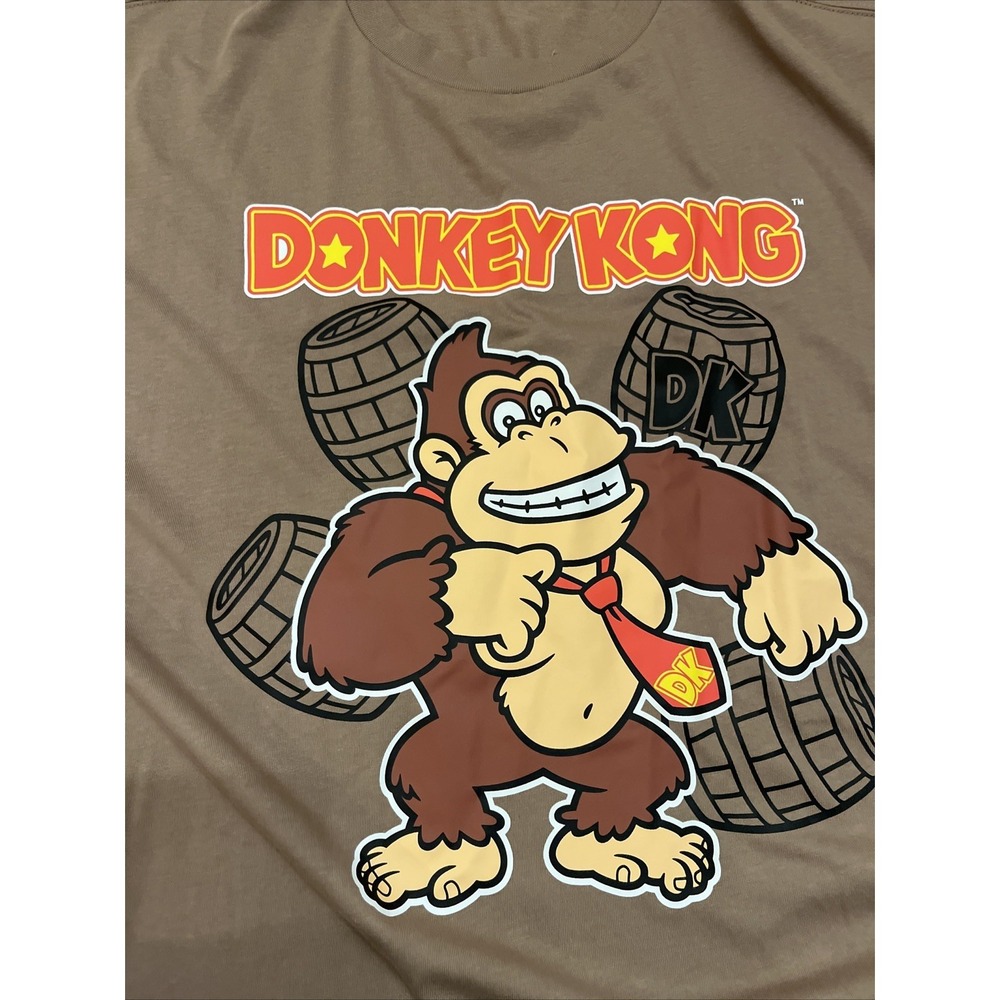Donkey Kong Men's Brown T Shirt Graphic Size 4XL Short Sleeve